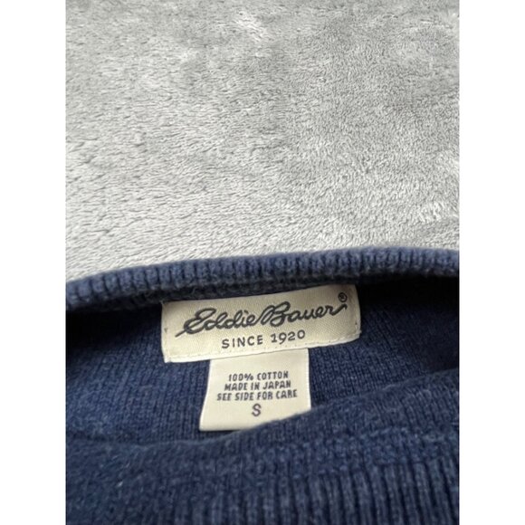 Eddie Bauer Mens Small Navy Blue Grandpa Golfing Sweater With Pocket Japan Made - Picture 3 of 9